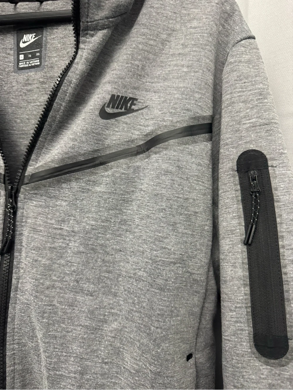 Nike Men's Gray Full-Zip Tech Fleece Hoodie XL